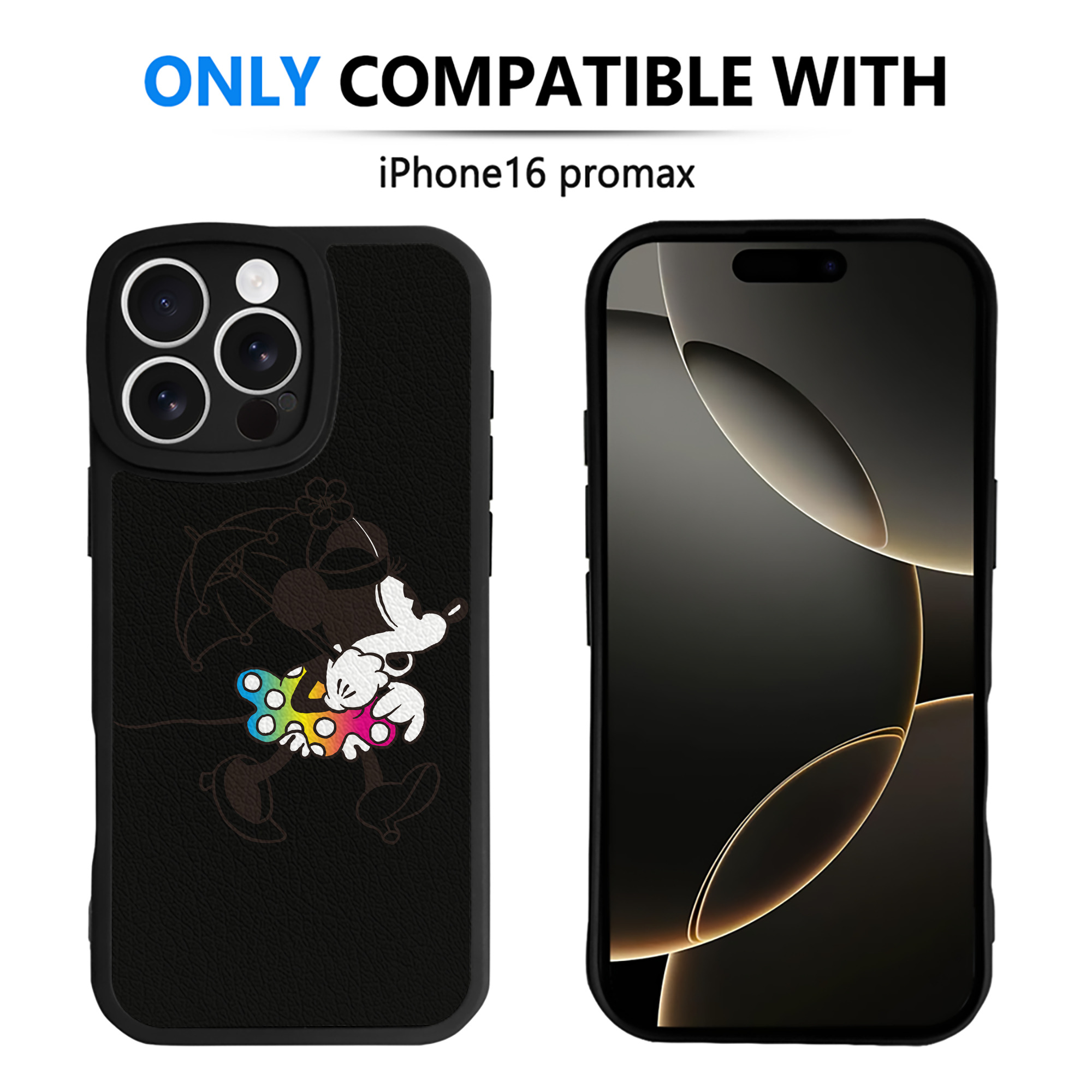 （画像用） ミッキーマウス Mickey Mouse 【iPhone 16シリーズ対応】シリコンスマホケース（レザー調） 材質：シリコン